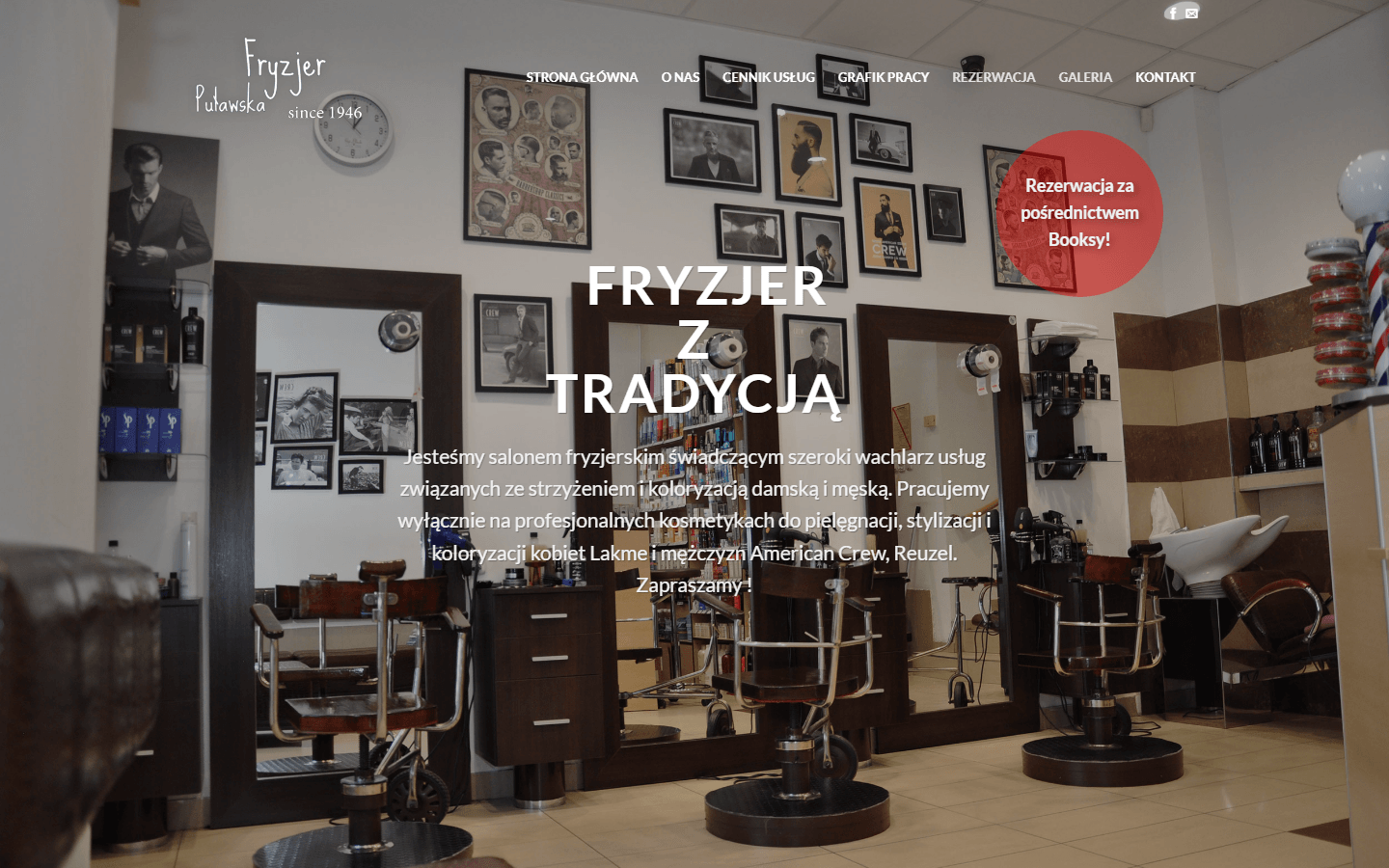 Strona „Fryzjer Puławska” przed zmianą