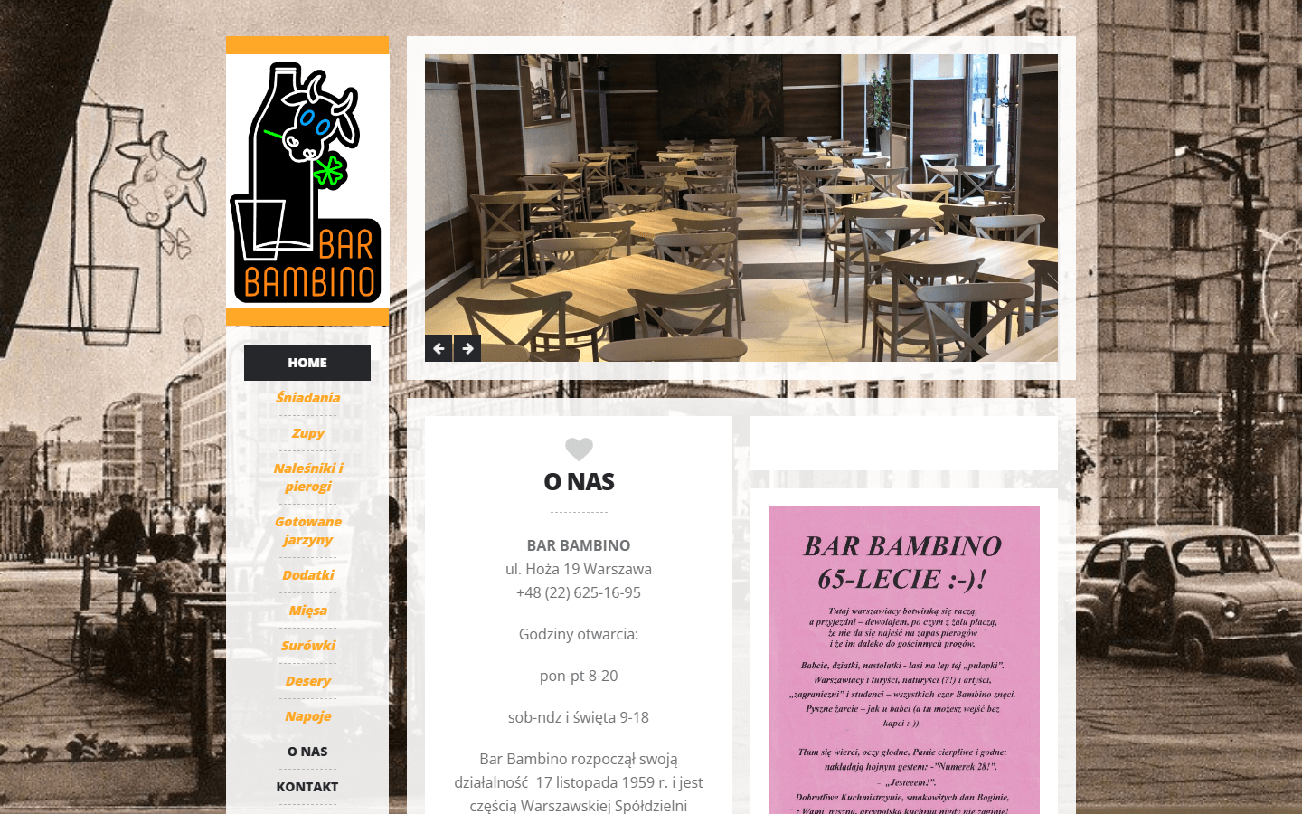 Strona „Bar Bambino” przed zmianą